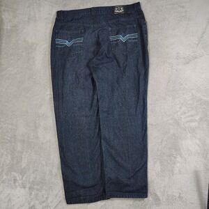 Noiz Wide‎ Leg Jeans Men 40/32 Blue Embroidered Y2K Hip Hop Grunge Vintage